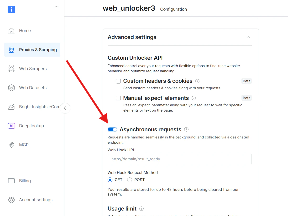 Enable async requests