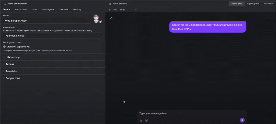 The AI scraping agent in action