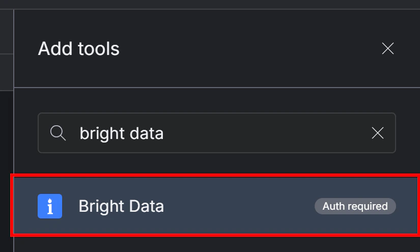 Selecting the Bright Data connector