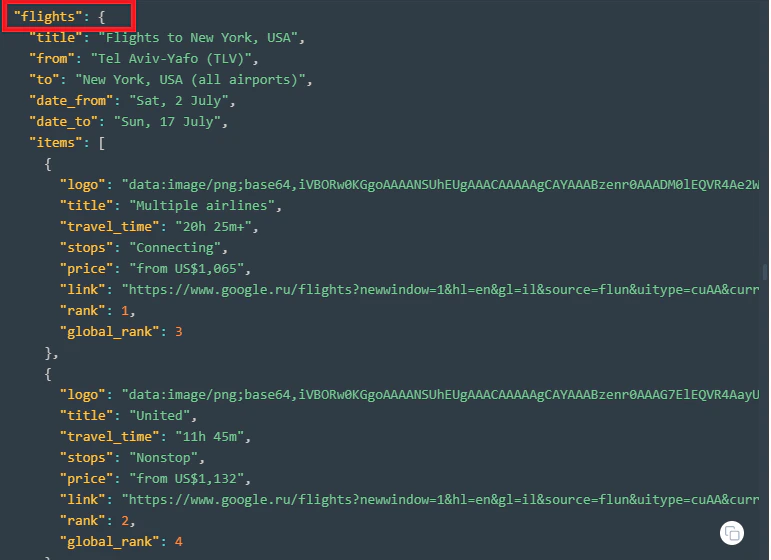 Flights-JSON