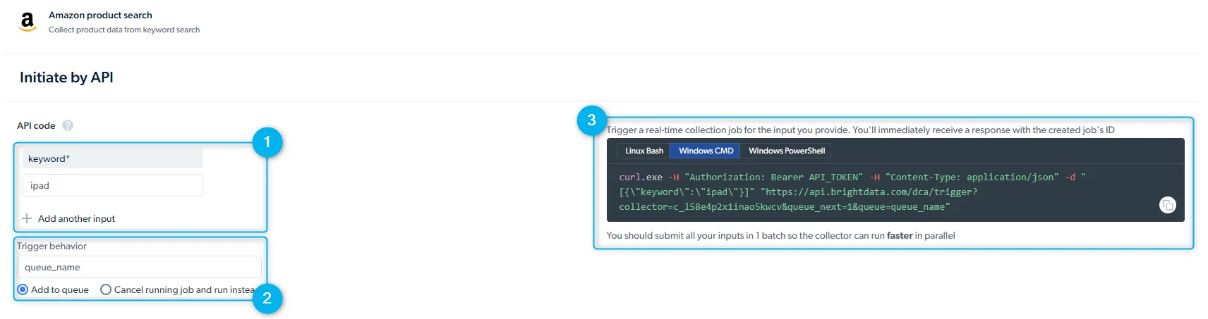 Initiate scraper by API