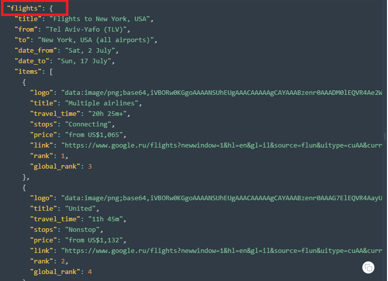 Flights-JSON