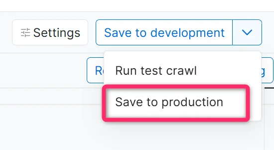 Save to production button