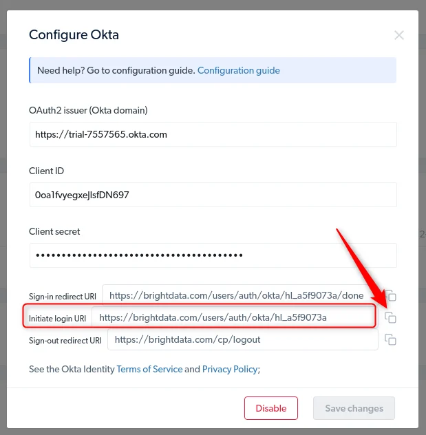 Okta General Settings showing Login initiated by, Application visibility, and Login flow options