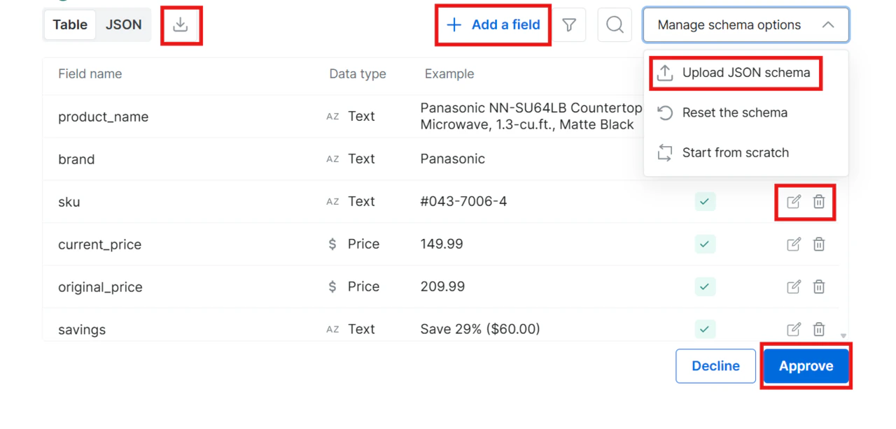 Approve the generated schema