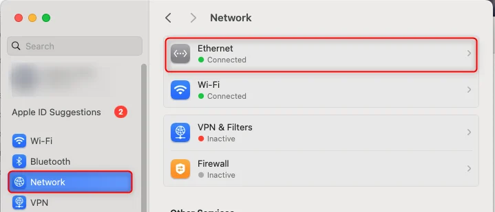 macOS Network settings with Wi-Fi connection selected