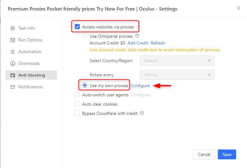 Octoparse Proxy Integration