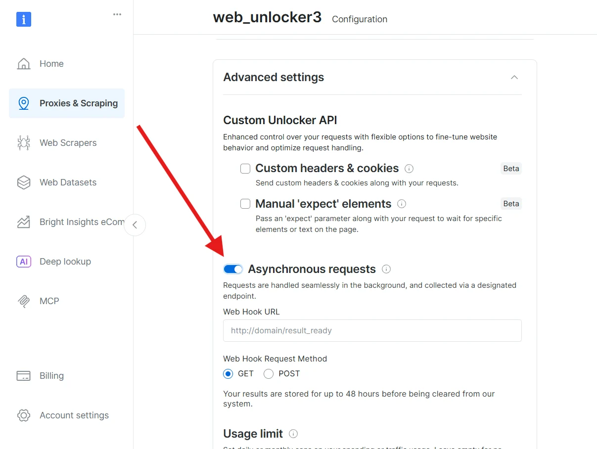 Enable async requests