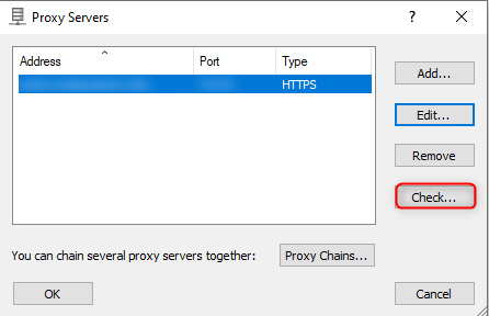 Proxifier Check Proxy test result confirming a successful Bright Data connection