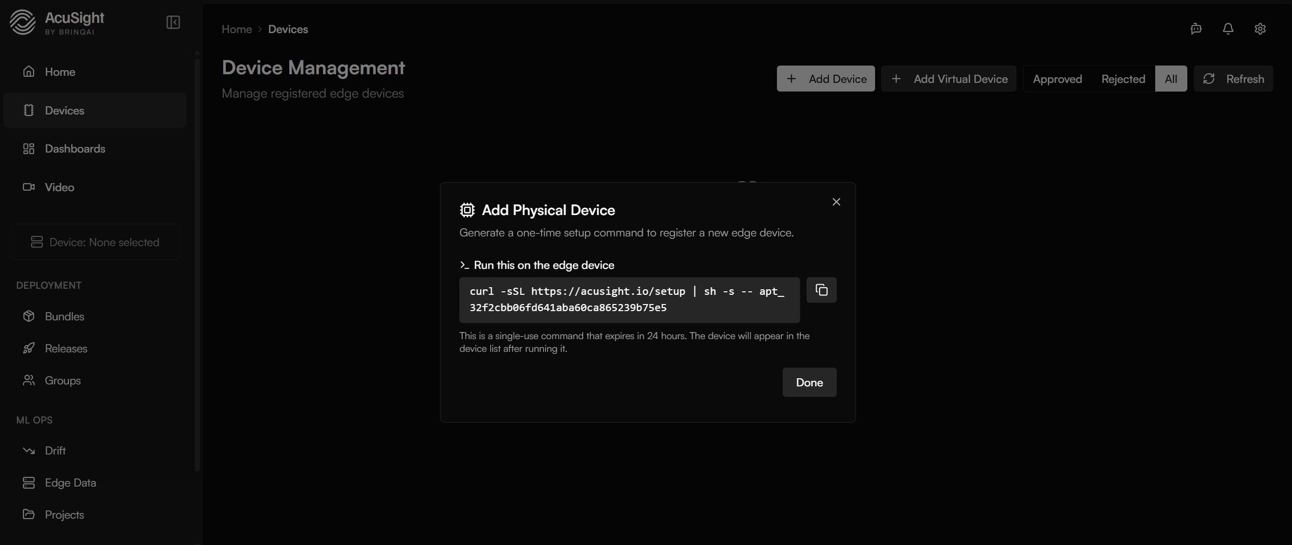 Add Physical Device dialog