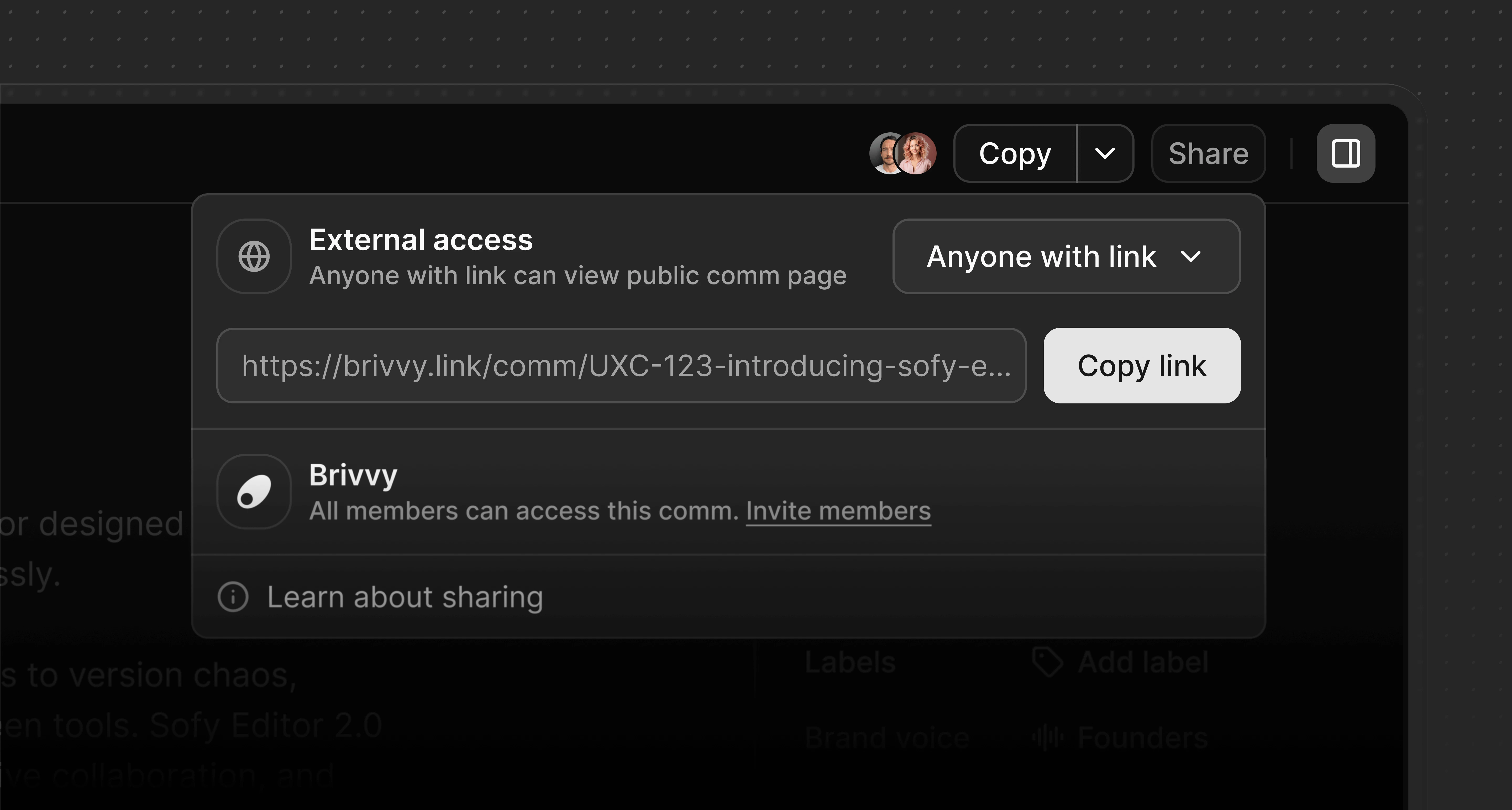 Share Comm Light Share Comm Cover Dark