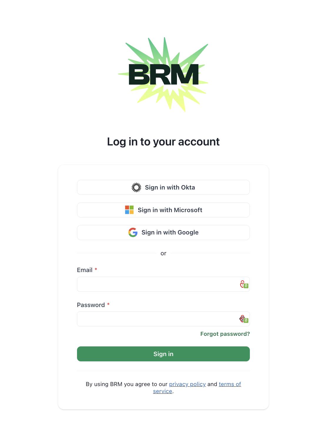 Microsoft SSO - BRM Support Page