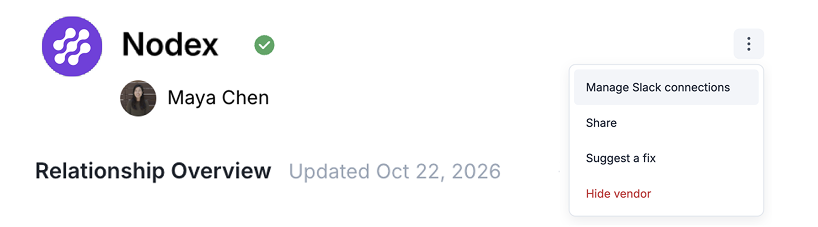 Manage Slack connections in the relationship menu
