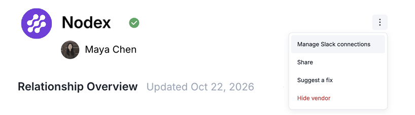 Manage Slack connections in the relationship menu