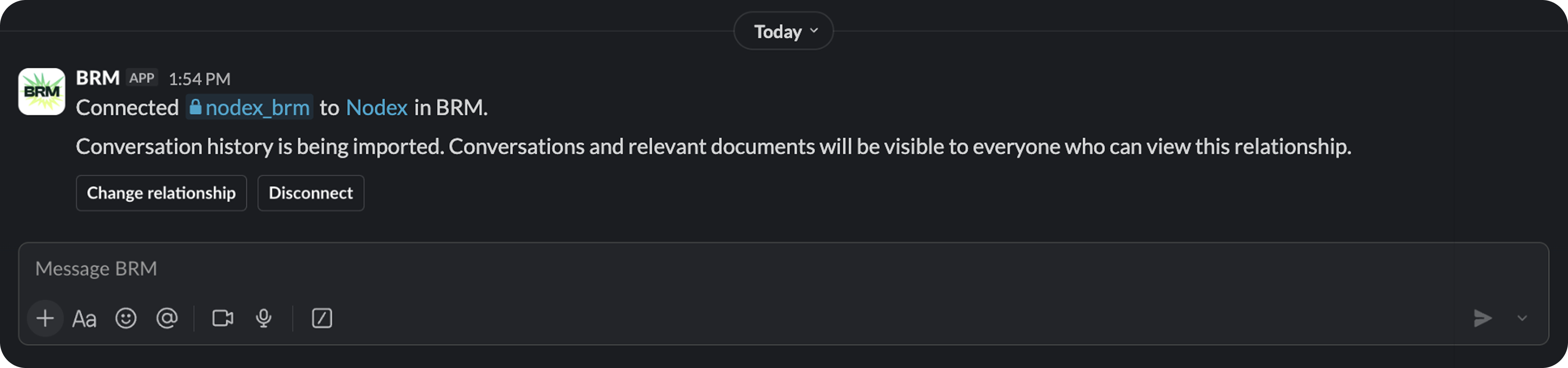 BRM confirmation message in Slack