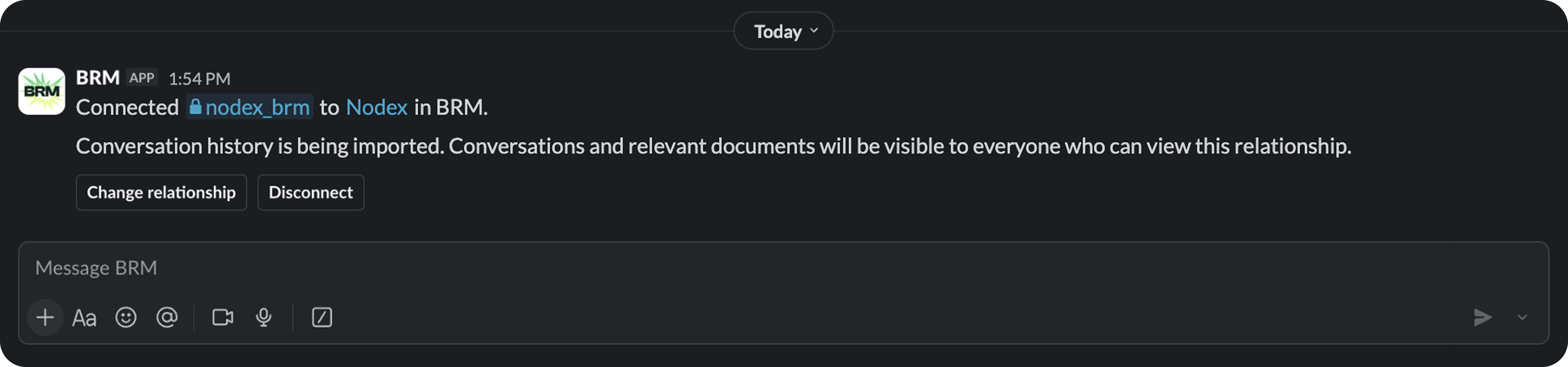 BRM confirmation message in Slack