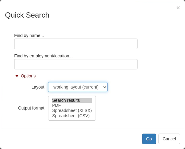Output format dropdown showing export options