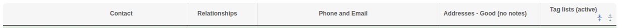 Tag lists column header with collapse-all and expand-all icon buttons