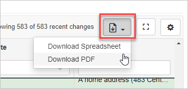 Download menu for Change Explorer