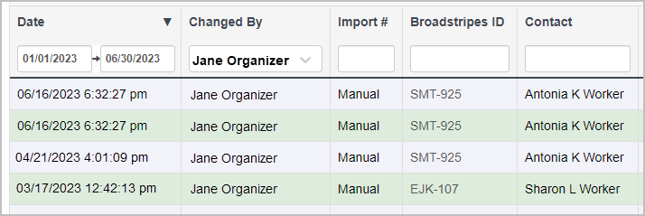 Filtering Change Explorer by columns