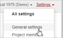 Settings menu showing General settings