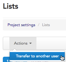 Transfer action menu