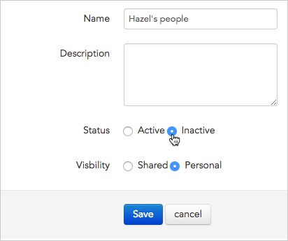 Set list to inactive
