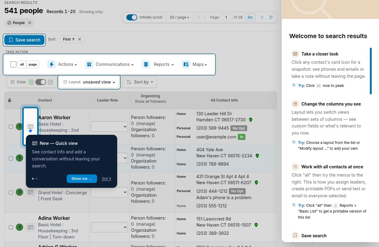 Search results onboarding rail on desktop