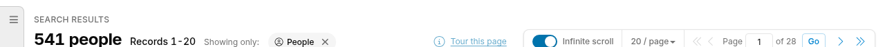 Tour this page link in the search results header