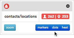 Click the selected marker type again to deselect it. When no marker type is selected, the contacts will be hidden (won't appear on the map).