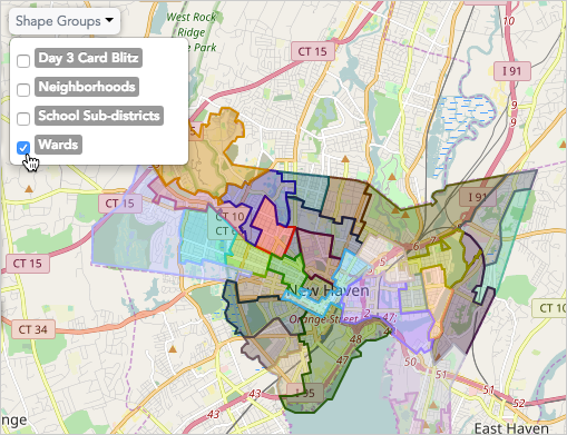 Check the shape group(s) you want to view on the map.