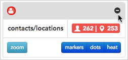 Click to remove a group of contacts from appearing on the map.