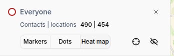 Click the selected marker type again to deselect it. When no marker type is selected, the contacts will be hidden (won't appear on the map).