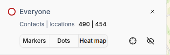 Click to remove a group of contacts from appearing on the map.