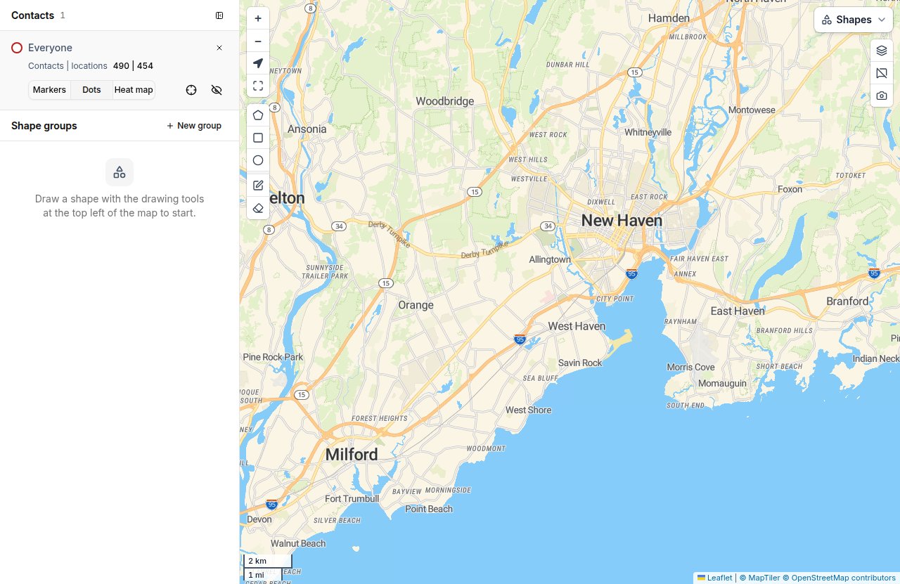 Here, all contacts are shown with dots.