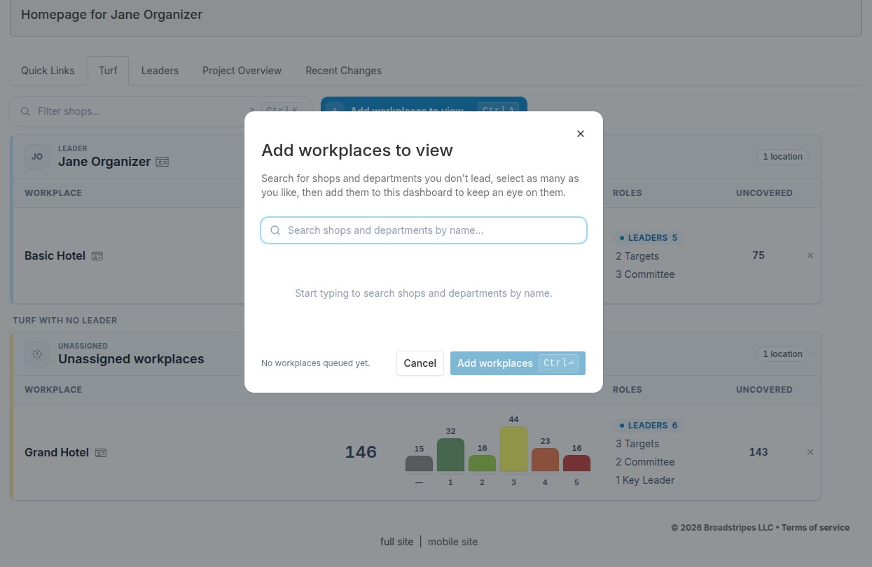 Add workplaces to view dialog