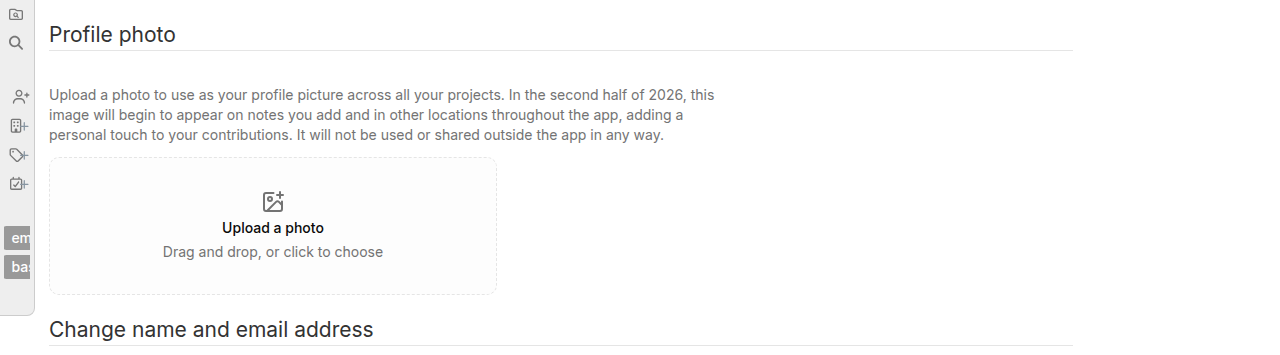 Profile photo upload tile on the user settings page