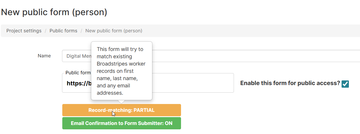 Record-matching badge