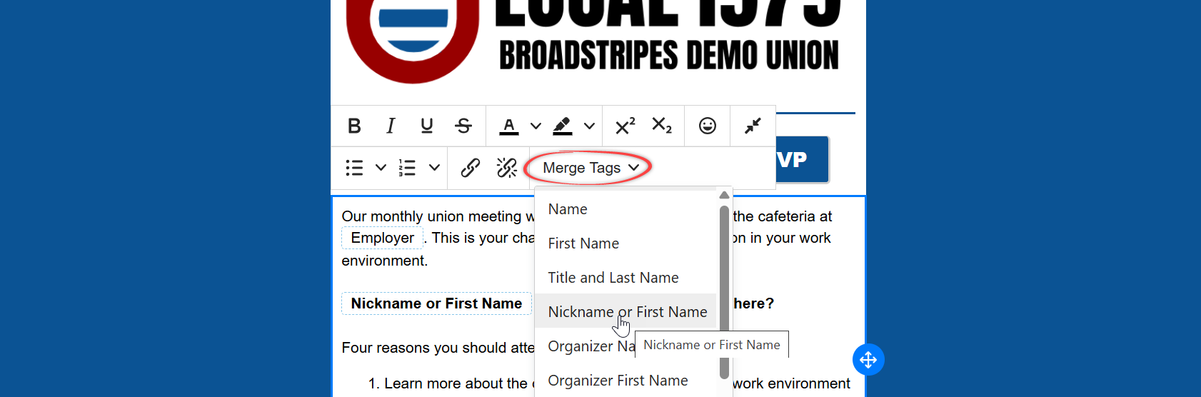 Merge Field - Email Template