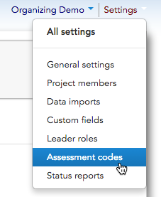 Settings Assessment interface