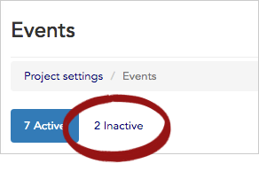 Inactive events tab