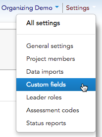 Custom fields settings page