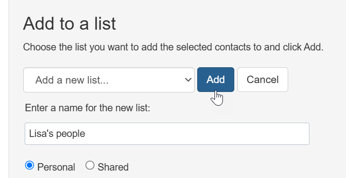 Name the new list and save
