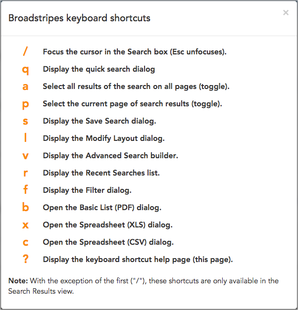 keyboard shortcuts menu