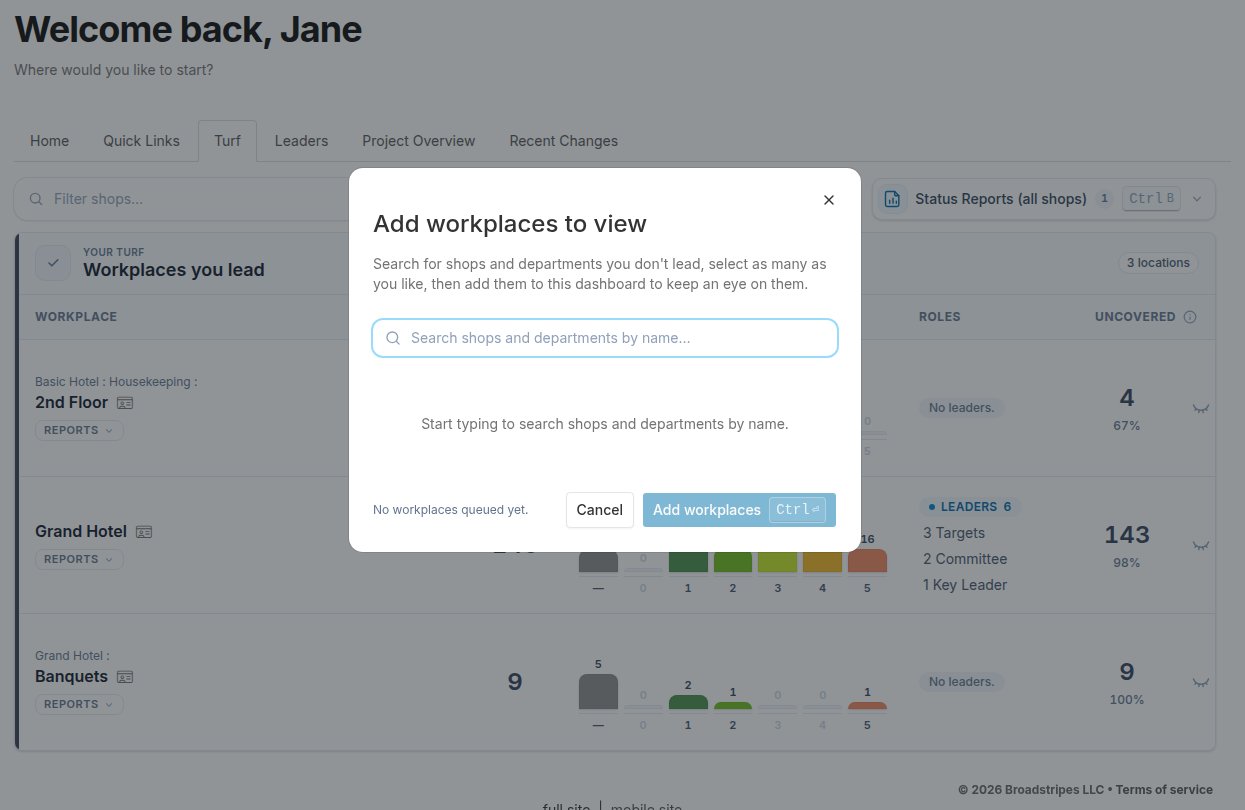 Add workplaces to view dialog
