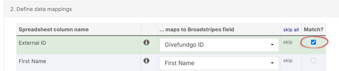 Match external systems