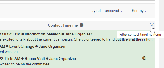 Timeline filter funnel