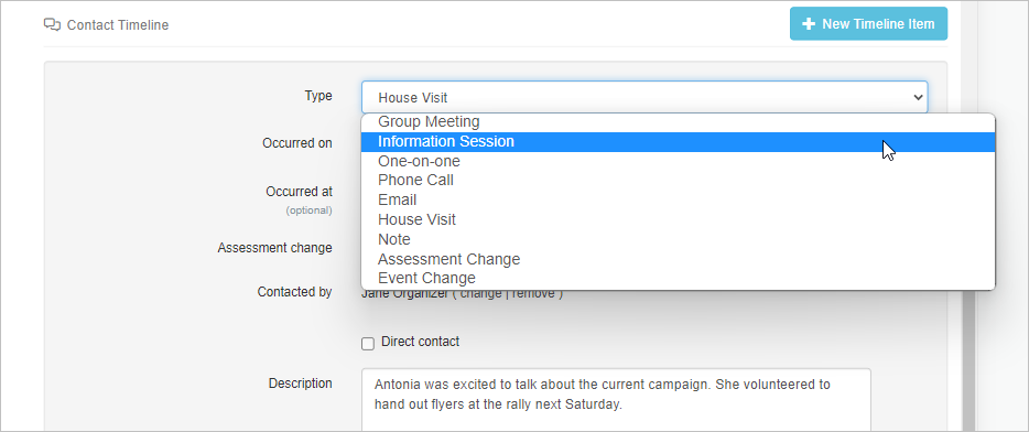 Timeline type in use