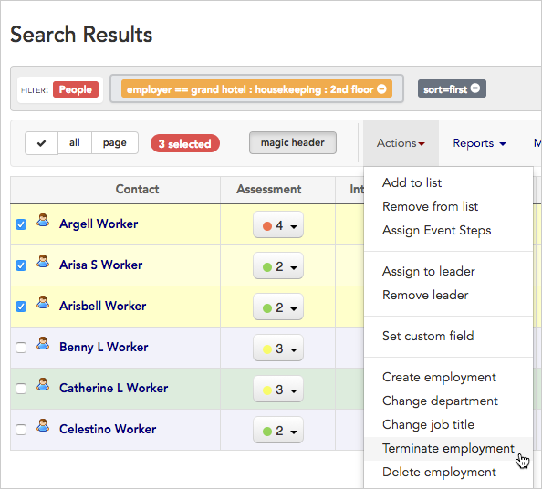 Terminate employment action