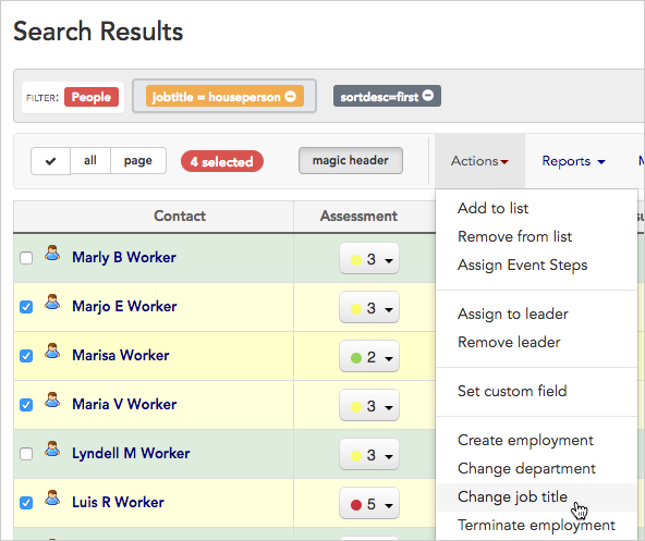 Change job title action